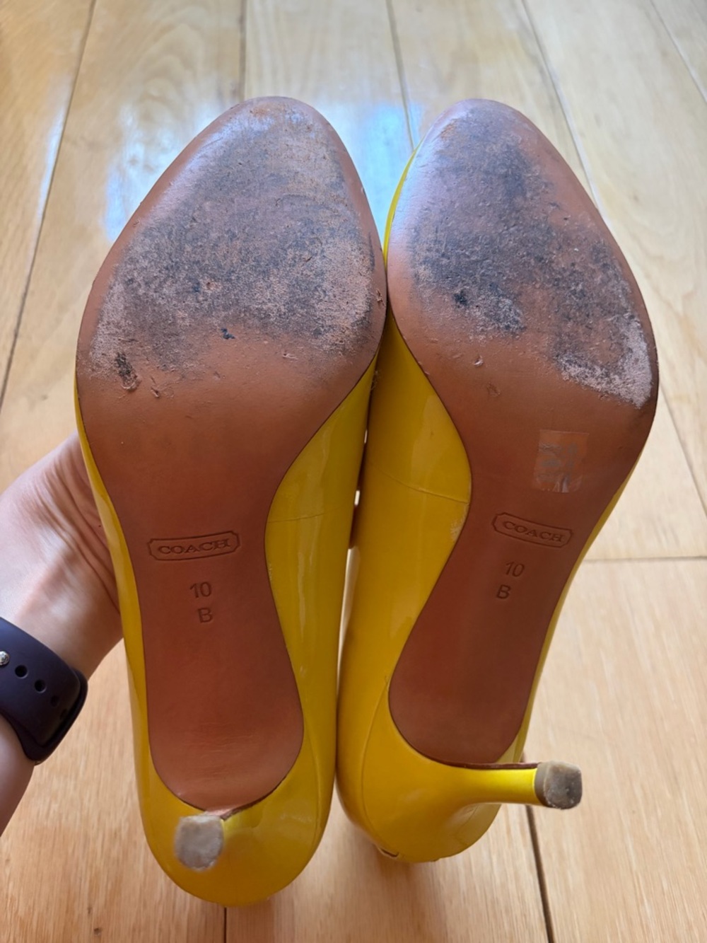 Coach Yellow Patent Leather Pointed-Toe Pumps - Picture 6 of 6